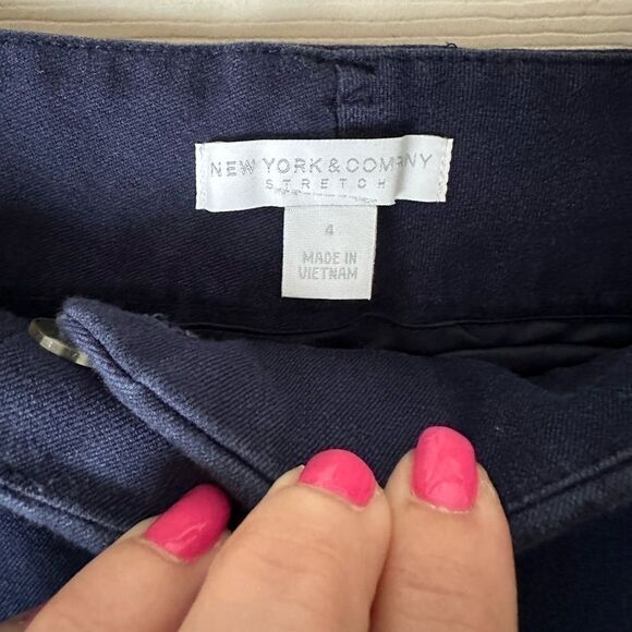New York & Company Ladies Size 4 Navy Blue Stretch Pants - Picture 3 of 3